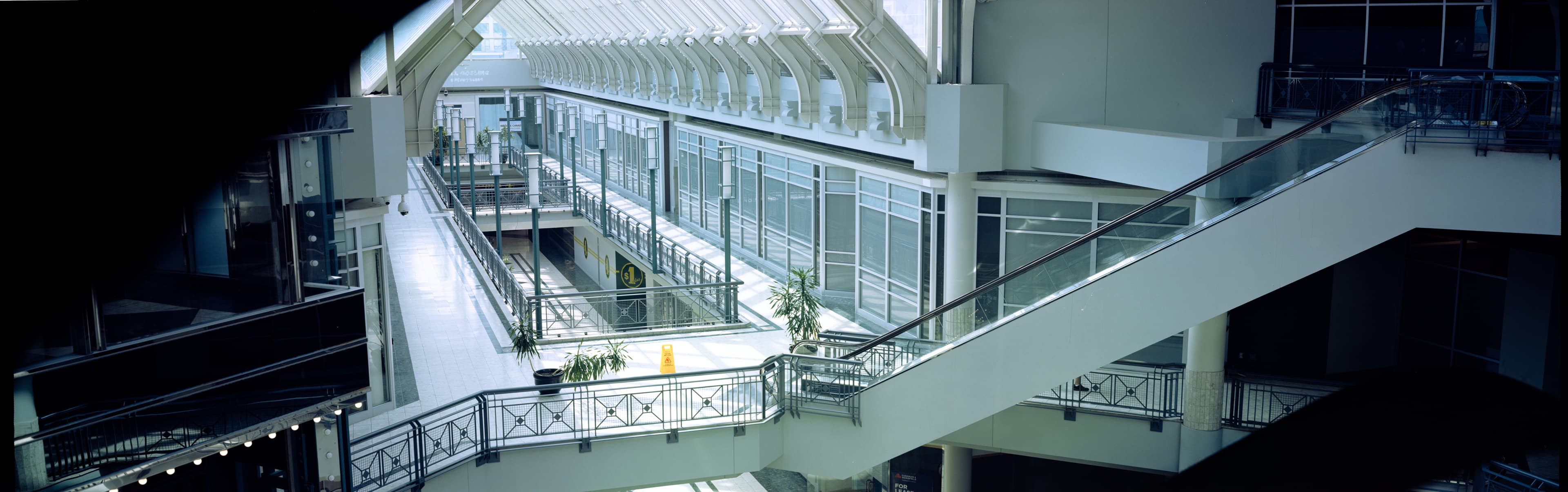 A daytime liminal view of a mall